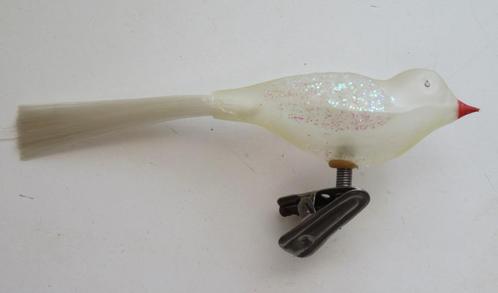 Oude Kerstbal Vogeltje 02 ( doorzichtig glas, rode snavel ), Diversen, Kerst, Ophalen of Verzenden
