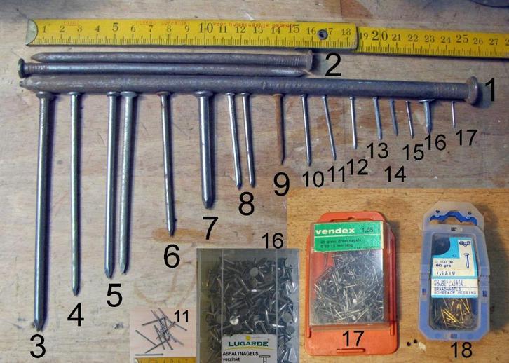 Spijkers /draadnagels, ijzer, staal, aluminium, messing, Doe-het-zelf en Verbouw, IJzerwaren en Bevestigingsmiddelen, Zo goed als nieuw