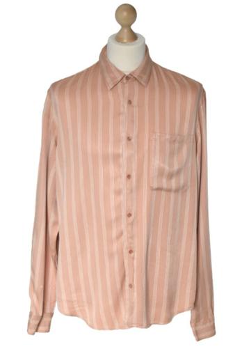 Sandro Paris gestreept overhemd, shirt, zalm, Mt. XL beschikbaar voor biedingen