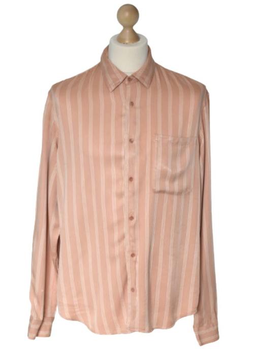 Sandro Paris gestreept overhemd, shirt, zalm, Mt. XL, Kleding | Heren, Overhemden, Zo goed als nieuw, Halswijdte 43/44 (XL), Verzenden