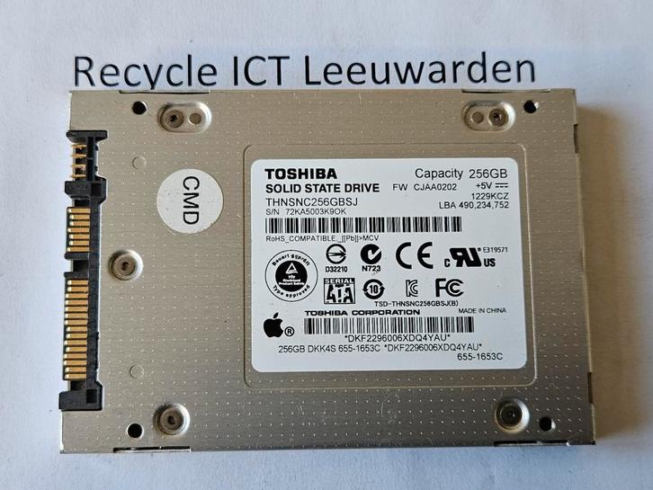 Toshiba 256gb laptop ssd hdd hardeschijf, Computers en Software, Harde schijven, Gebruikt, Laptop, Intern, SSD, SATA, Ophalen of Verzenden