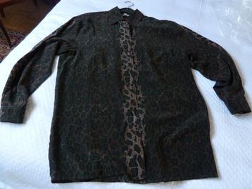 Alba Moda Italy zuiver zijden blouse, zwart met dierenprint beschikbaar voor biedingen