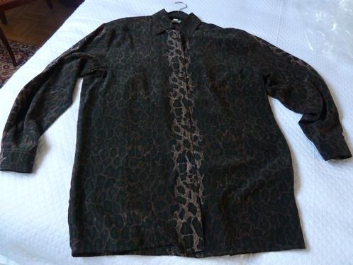 Alba Moda Italy zuiver zijden blouse, zwart met dierenprint, Kleding | Dames, Blouses en Tunieken, Zo goed als nieuw, Maat 42/44 (L)