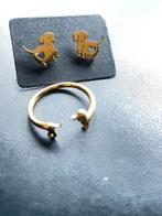 Teckel Oorbellen & Ring - Nieuwstaat!, Ophalen of Verzenden, Zo goed als nieuw, Goud, Overige materialen