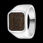 Stalen Heren Zegelring Bronzonite - Maat 18mm / 57, Sieraden, Tassen en Uiterlijk, Ringen, IJzer of Staal, Heer, Ophalen of Verzenden