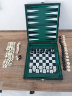 Spelkoffer magnetisch schaakspel dammen en backgammon, Reisspel, Een of twee spelers, Ophalen of Verzenden, Zo goed als nieuw