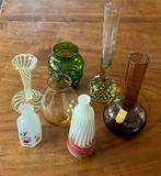 Zeven oude kleine glazen vaasjes, Antiek en Kunst, Antiek | Glas en Kristal, Ophalen of Verzenden