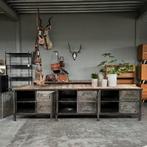 Grote industriële werkbank, toonbank,dressoir, keuken eiland, Antiek en Kunst, Ophalen