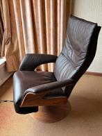 Relaxfauteuil bruin leer, Huis en Inrichting, Fauteuils, Ophalen, Minder dan 75 cm, Leer, Zo goed als nieuw