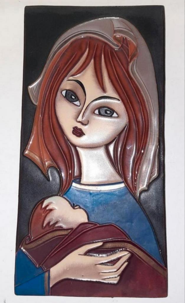 Vintage Keramische wandtegel door Jan Kellner, Antiek en Kunst, Antiek | Wandborden en Tegels, Ophalen of Verzenden