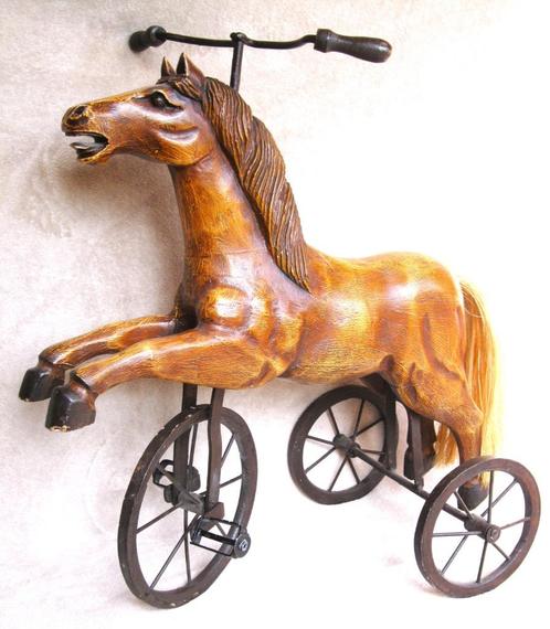 vintage driewieler paard., Antiek en Kunst, Curiosa en Brocante, Ophalen