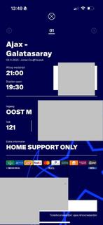 2 Tickets Ajax - galatasaray, Tickets en Kaartjes, Losse kaart, Twee personen, November, Europa of Champions League