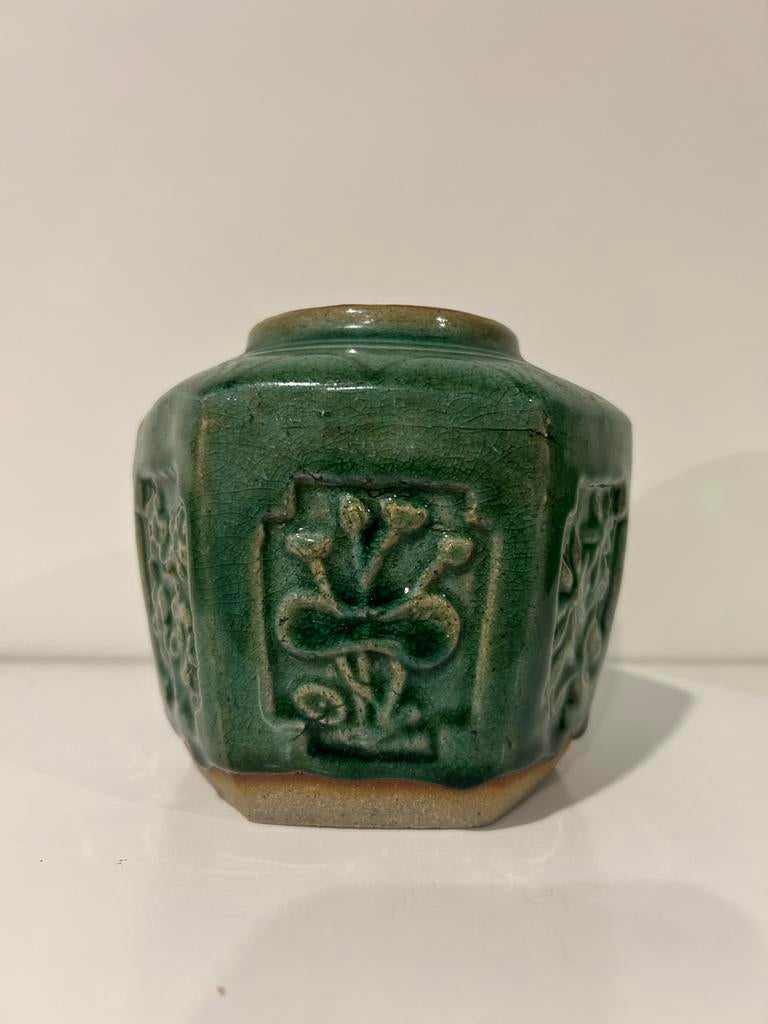 Oude Gemberpot met Groene Glazuur, Ophalen of Verzenden