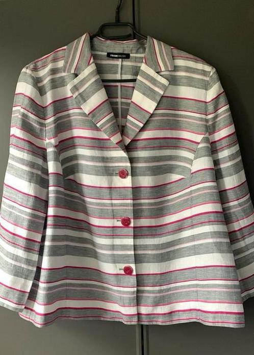 Frank Walder linnen/viscose jasje blouse maat XXL 46, Kleding | Dames, Jasjes, Kostuums en Pakken, Zo goed als nieuw, Maat 46/48 (XL) of groter