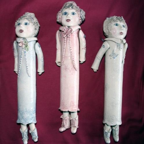 2 porseleinen artistieke poppen ophangpoppen, Verzamelen, Poppen, Zo goed als nieuw, Pop, Ophalen of Verzenden