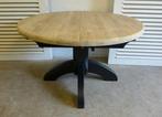 Prachtige zwarte ronde uitschuifbare eiken tafel 120 - 160, Ophalen, 50 tot 100 cm, Zo goed als nieuw, Vijf personen of meer
