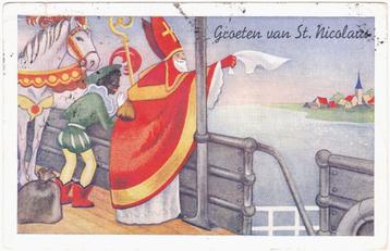 Kaart Sinterklaas 12 - Groeten van Sint Nicolaas Zwarte Piet beschikbaar voor biedingen