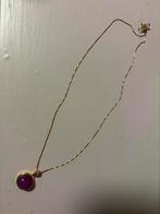 18K Gouden Ketting met Robijn Hanger, Nieuw, Ophalen of Verzenden, Met edelsteen, Rood