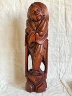 Handgesneden houten Aziatisch beeld met Chinese man, Ophalen of Verzenden