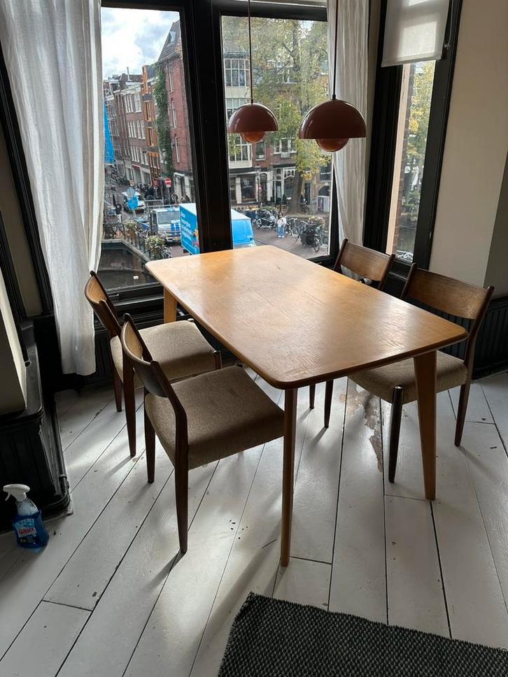Vintage Deense eettafel – massief eiken, Huis en Inrichting, Tafels | Eettafels, Gebruikt, 50 tot 100 cm, 150 tot 200 cm, Vier personen