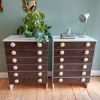 Lucky Vintage set van 2 Vintage seventies ladekasten, Ophalen, Gebruikt, Ladekast, 5 laden of meer