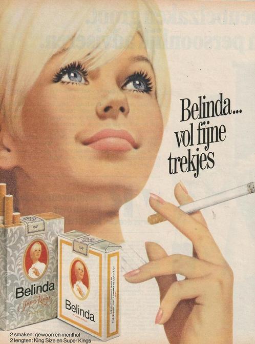 Retro reclame 1975 Belinda sigaretten vol fijne trekjes, Verzamelen, Retro, Overige typen, Verzenden
