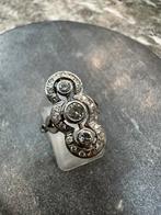 14k Witgouden Ring met Briljanten, Ophalen of Verzenden, Zo goed als nieuw, Goud, Met strass