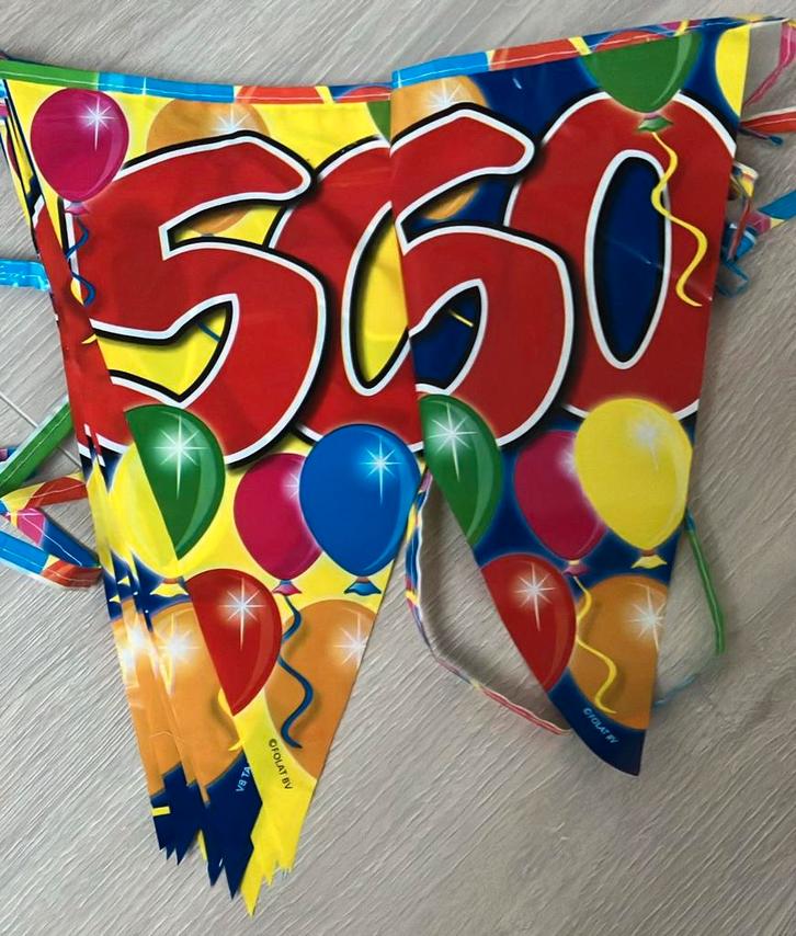 Slinger vlaggetjes lijn 50 jaar abraham sarah, Hobby en Vrije tijd, Feestartikelen, Zo goed als nieuw, Versiering, Abraham of Sarah