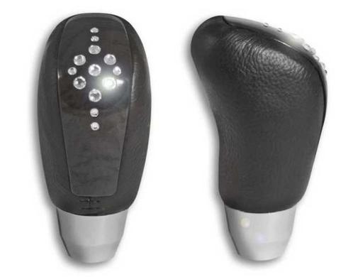 Universeel Pookknop in zwart Leder met 13 kristallen erin, Auto diversen, Tuning en Styling, Ophalen of Verzenden