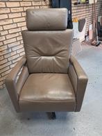 Design lederen relax fauteuil (elektrisch), Huis en Inrichting, Fauteuils, Ophalen, Gebruikt, Metaal