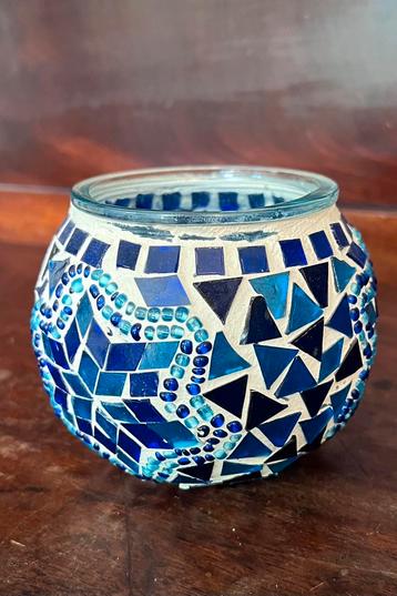 Turks Glazen Mozaïek Kandelaartje – Blauw beschikbaar voor biedingen