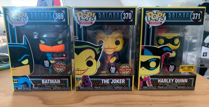 Funko Pops - Batman Harley Quinn Joker Blacklight, Verzamelen, Poppetjes en Figuurtjes, Nieuw, Ophalen of Verzenden