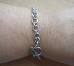 zilveren schakel armband met kapitel sluiting [049], Verzenden, Zo goed als nieuw, Zilver, Zilver