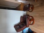 Lederen fauteuil met voetsteun, Ophalen, Gebruikt, 50 tot 75 cm, Leer