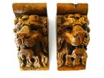 2 Leeuwenkop ornamenten consoles compleet met messing ring, Antiek en Kunst, Ophalen of Verzenden