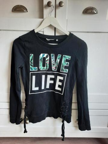 Coolcat Zwarte Sweater Love Life Tekst Maat XS 34 beschikbaar voor biedingen