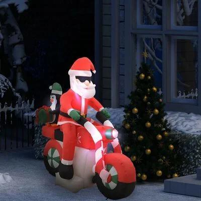 Kerstman opblaasbaar op motorfiets LED IP44 160 cm €75, Diversen, Kerst, Nieuw, Ophalen of Verzenden