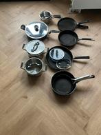 Pannenset (gebruikt op gas), Huis en Inrichting, Ophalen, Zo goed als nieuw, Rvs, Pannenset