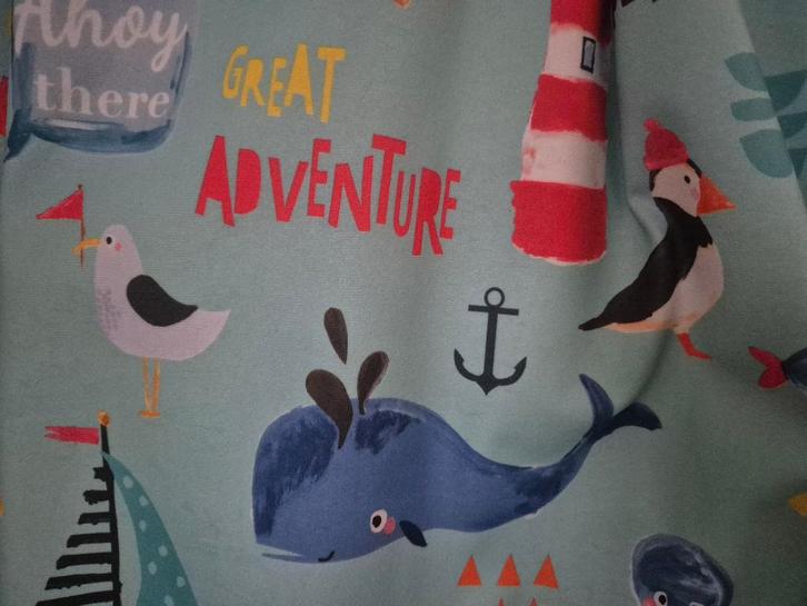 Kindergordijnen lichtblauw maritiem zee oceaan 2 delen, Kinderen en Baby's, Kinderkamer | Inrichting en Decoratie, Zo goed als nieuw