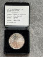 Zilveren 50,— gulden munt. 1991. FDC, Postzegels en Munten, Ophalen of Verzenden, Vóór koninkrijk