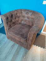 Klassieke bruine fauteuil, stoel, Ophalen, Gebruikt, Rechthoekig