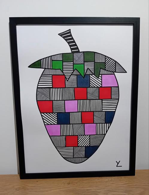 Kleurrijke Aardbei. Special Art., Antiek en Kunst, Kunst | Schilderijen | Modern, Ophalen of Verzenden
