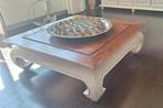 Opium tafel 100 x 100 hout geschilderd wit houtkleur bruin, Ophalen of Verzenden, Zo goed als nieuw, 100 tot 150 cm, Minder dan 50 cm