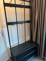 Zwarte kapstok met bank en schoenenopberger, Nieuw, Ophalen of Verzenden, Metaal, Staande kapstok