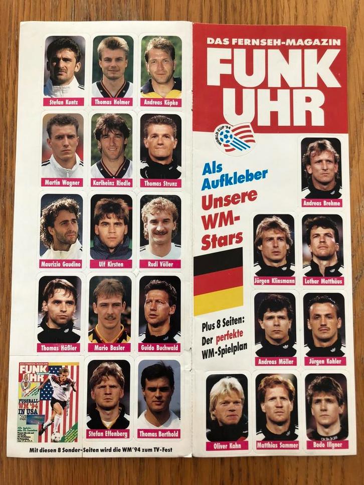 Complete set 22 voetbalplaatjes/stickers Duitsland WK/WM1994, Verzamelen, Sportartikelen en Voetbal, Zo goed als nieuw, Poster, Plaatje of Sticker