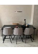 Nieuwe DutchBone eettafel zwart met visgraat blad 180x90, Huis en Inrichting, Zo goed als nieuw, 150 tot 200 cm, Rechthoekig, 50 tot 100 cm