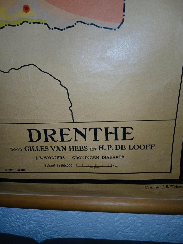 Oude schoolkaart Drenthe - Gilles van Hees, Antiek en Kunst, Antiek | Schoolplaten, Aardrijkskunde, Ophalen of Verzenden