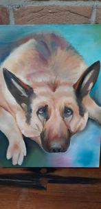 Schilderij Duitse schapershond (t.v.v. de asieldiertjes), Minder dan 50 cm, Nieuw, Ophalen of Verzenden, Schilderij