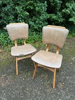 2 eetkamerstoelen (vintage/skai/jaren60), Huis en Inrichting, Ophalen, Zo goed als nieuw, Zwart