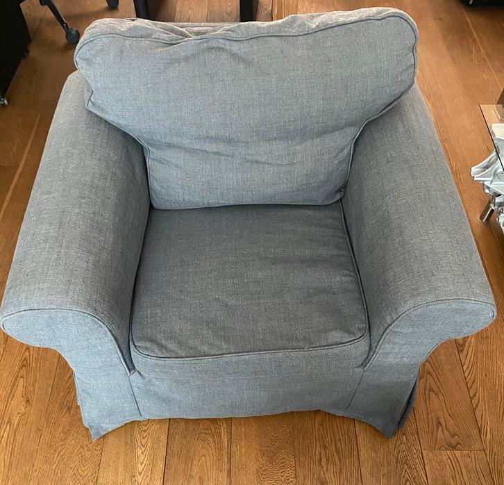 Fauteuil antraciet/grijs uitvoering IKEA Ektorp, Huis en Inrichting, Fauteuils, Gebruikt, Stof, 100 tot 125 cm, 75 tot 100 cm